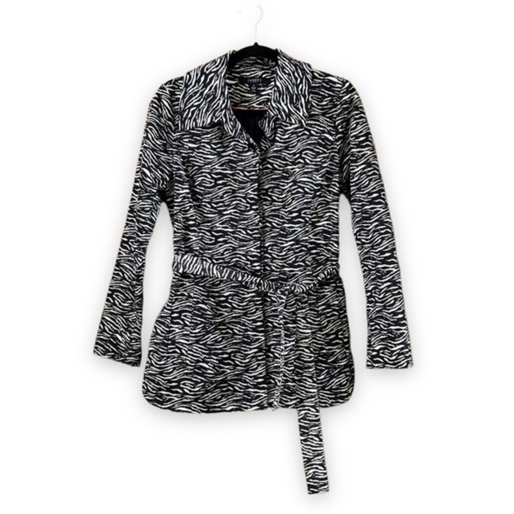 Sandro Studios Zebra Print Jacket Black White Size Small Light Weight